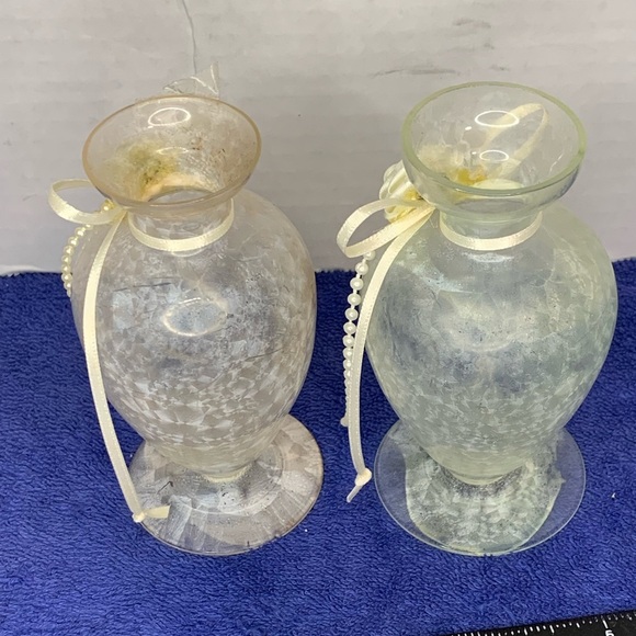 Pair 2 Glass Perfume Bottle  Decanter w/ Glass Stoppers - 5 1/2” Tall - Picture 9 of 12